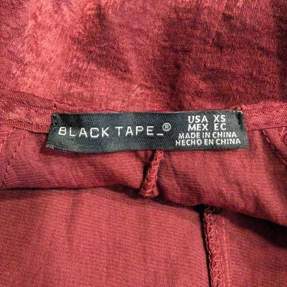 Black Tape_ Sangria Wine Red Tiered Satin Faux Wrap Dress Size XS - Picture 5 of 7